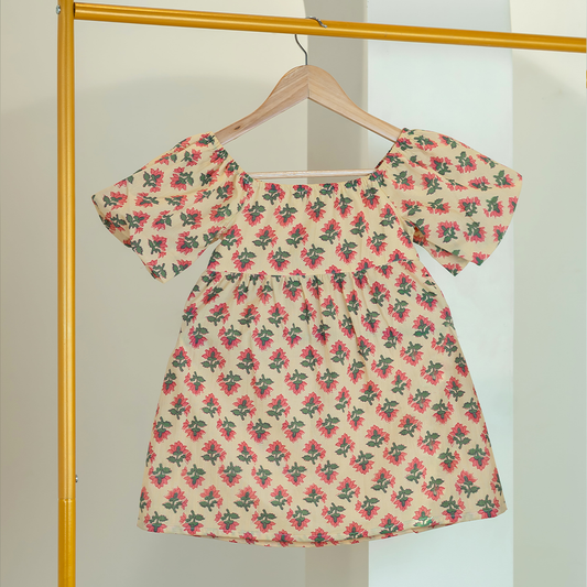 Autumn Bloom Puff Dress