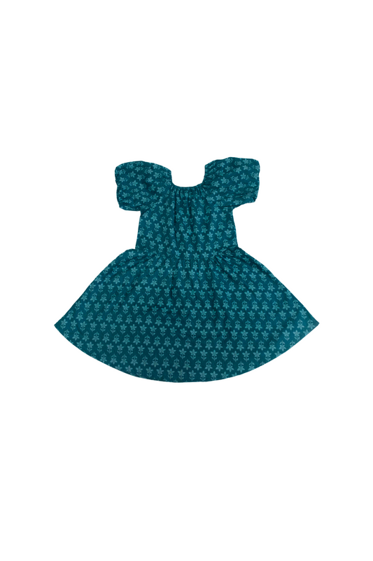 Midnight Bloom Puff Dress